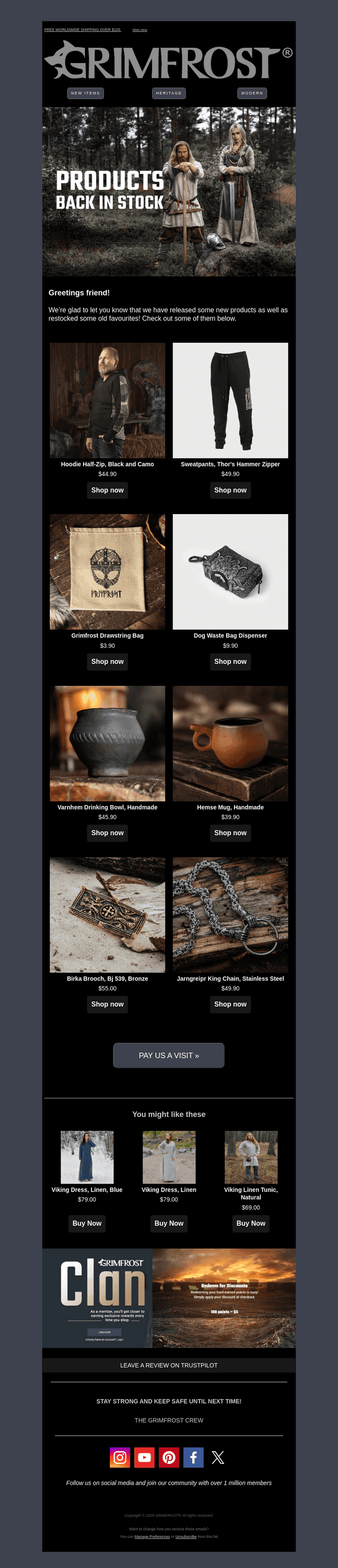 New / Back in stock products