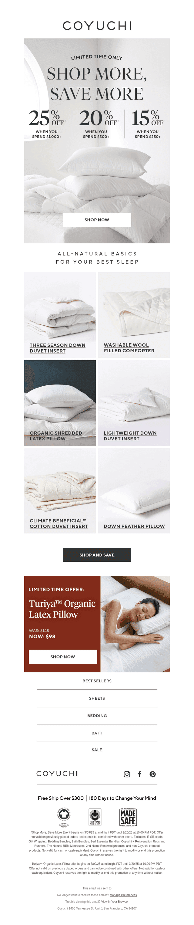 Up to 25% Off Natural Bed Basics