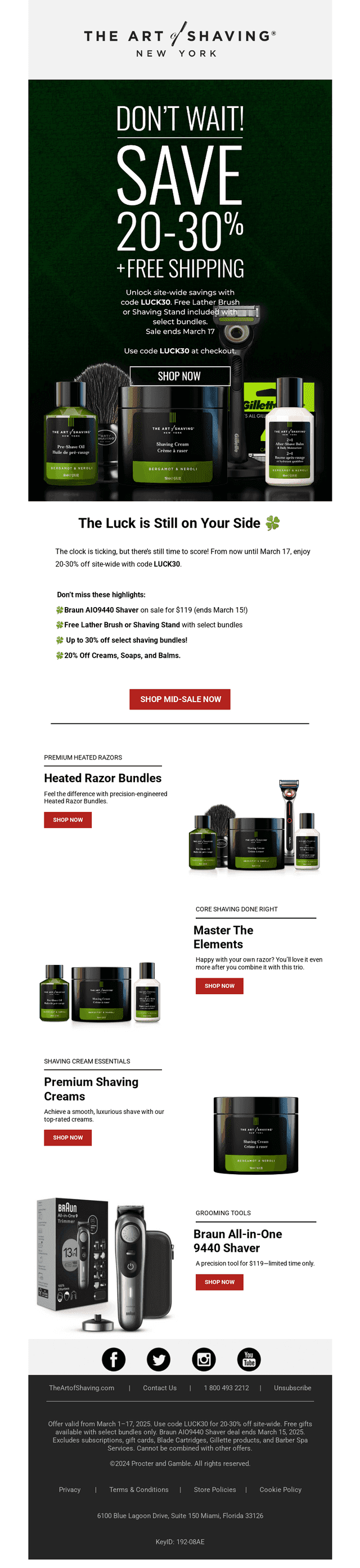 The Art of Shaving email from Wed, Mar 12, 2025