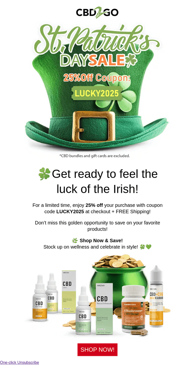CBD2GO email from Wed, Mar 12, 2025