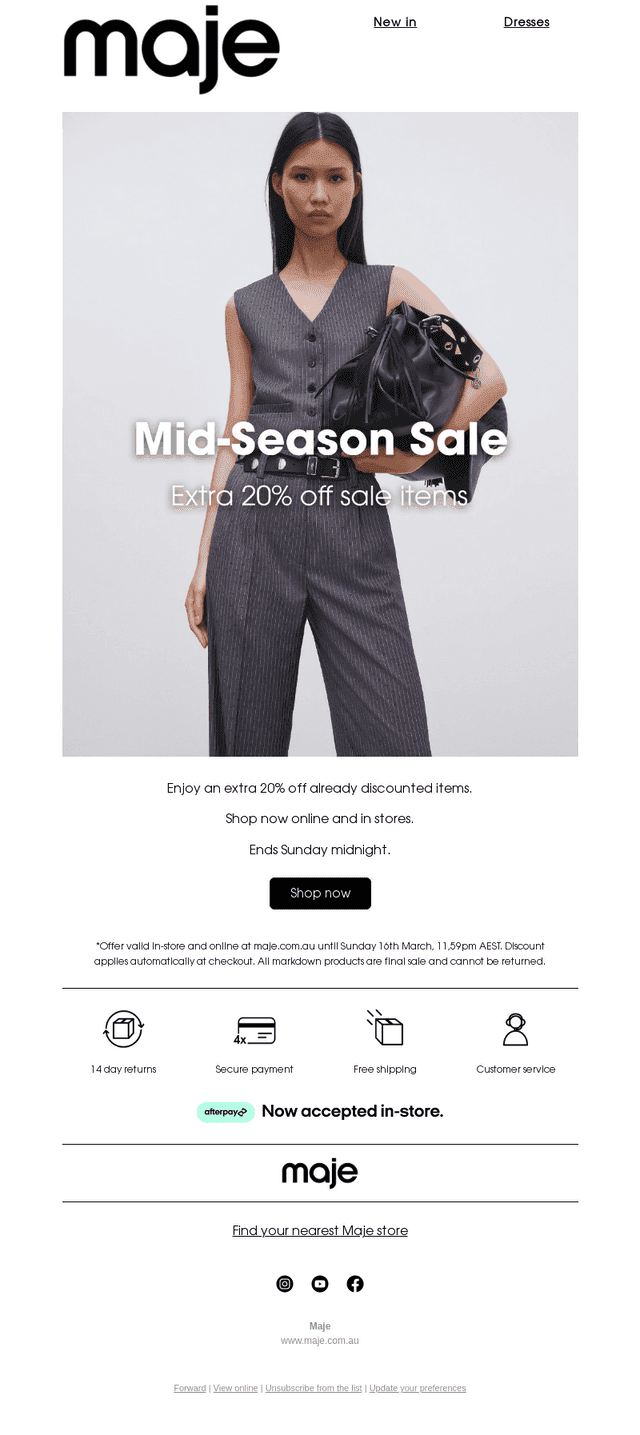 Extra 20% off | Until Sunday only