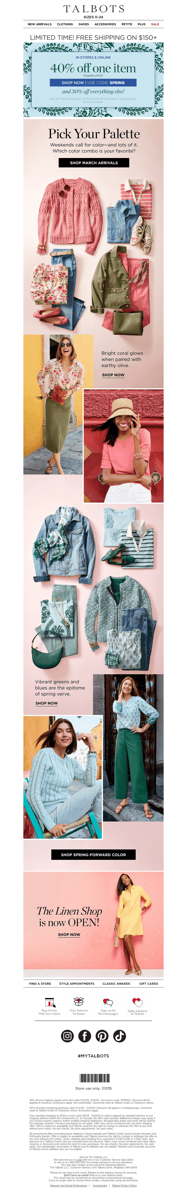 Up to 40% off + Chic Spring Color Palettes