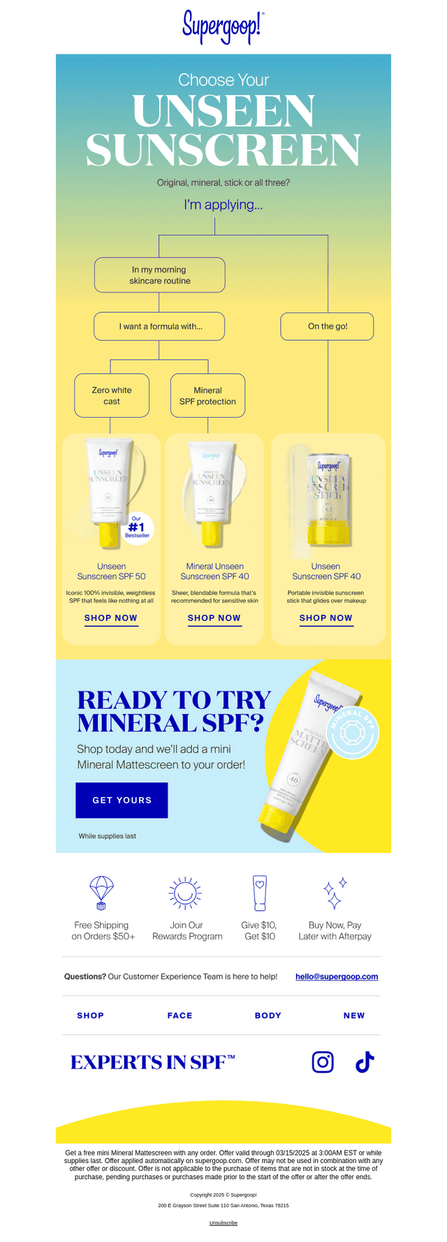 Choose your Unseen Sunscreen