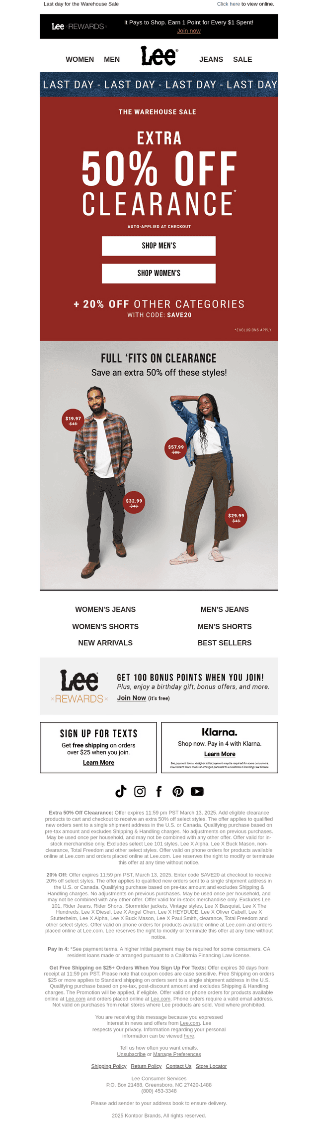 Ends tonight: EXTRA 50% off clearance