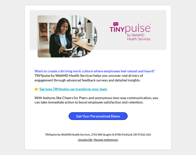 TINYpulse email from Thu, Mar 13, 2025