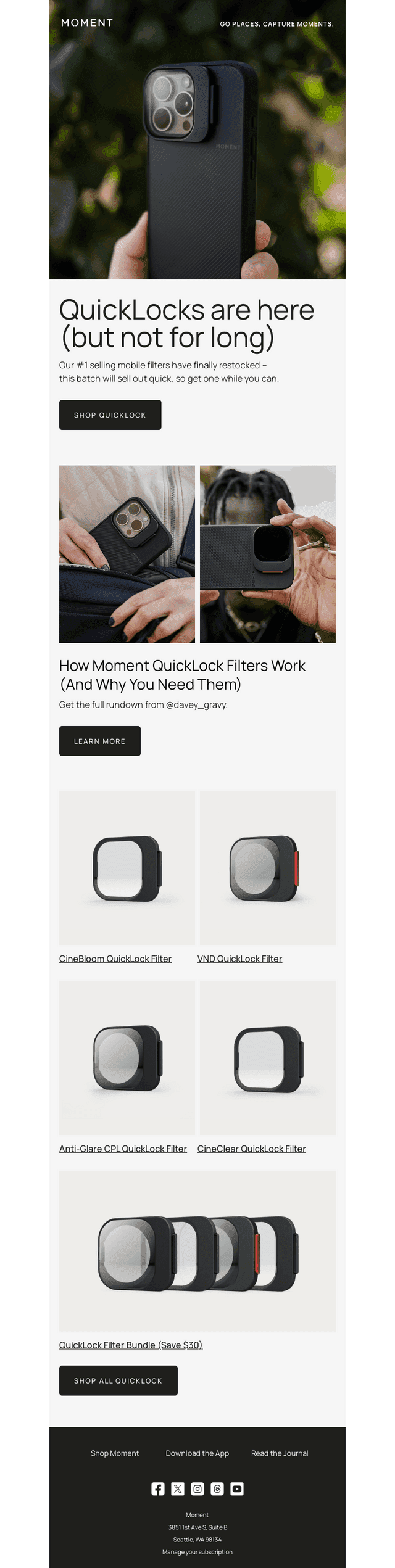 They're Here: QuickLock Filters