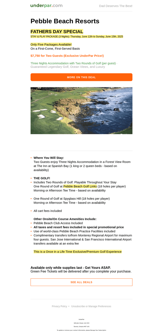 Spend Fathers Day Weekend @ Pebble Beach!