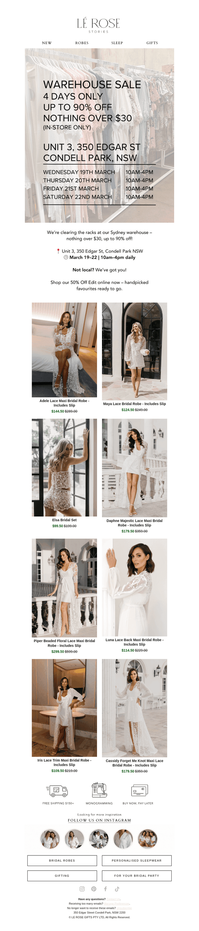 WAREHOUSE SALE