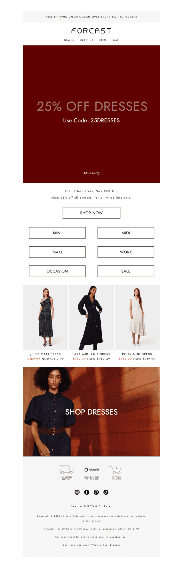 25% Off Dresses Ends Soon