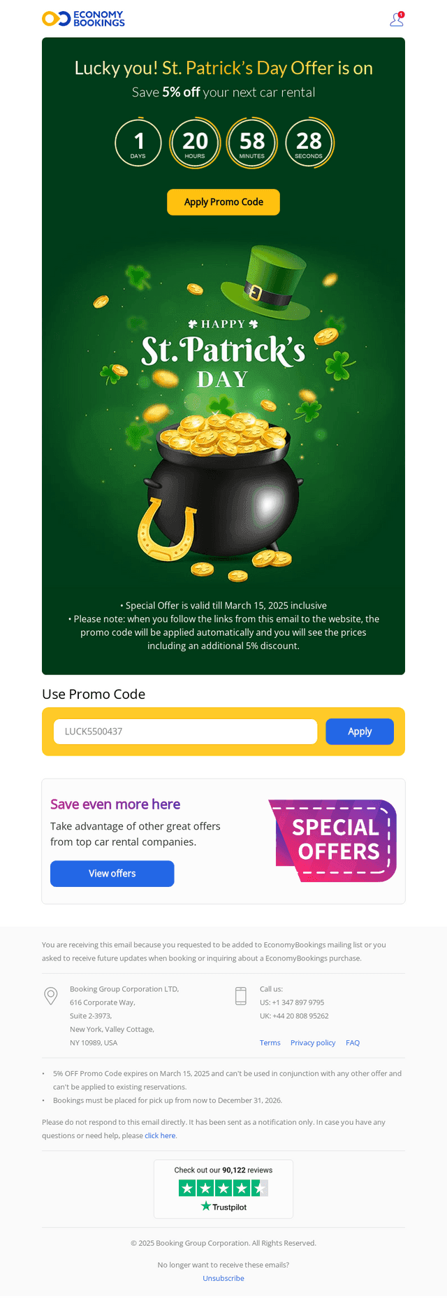 EconomyBookings.com email from Fri, Mar 14, 2025