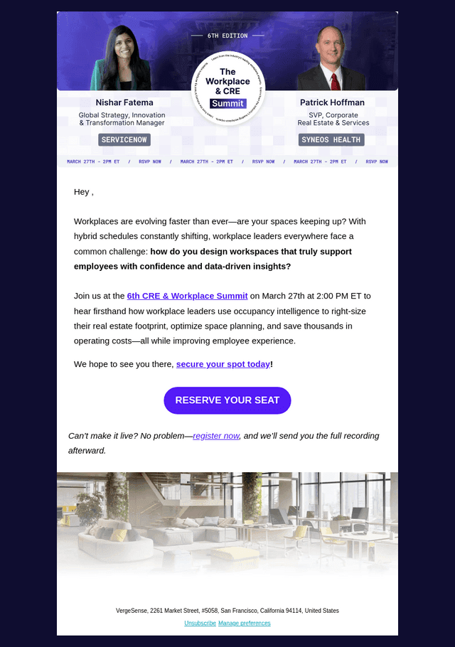 VergeSense email from Fri, Mar 14, 2025