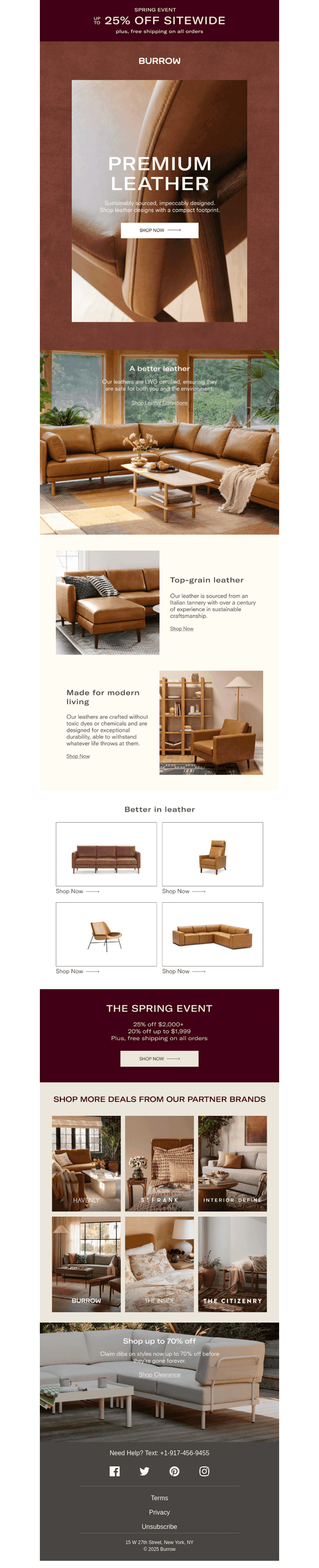 Save up to 25% on leather seating
