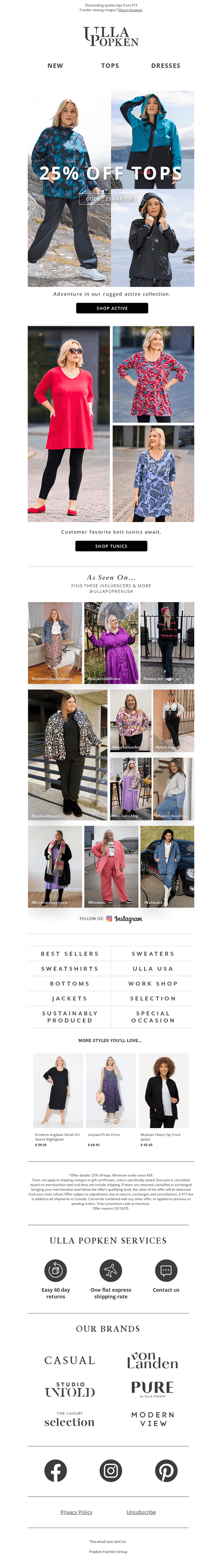 Sporty Jackets & Tops = 25% Off