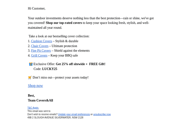 Coversandall email from Sat, Mar 15, 2025