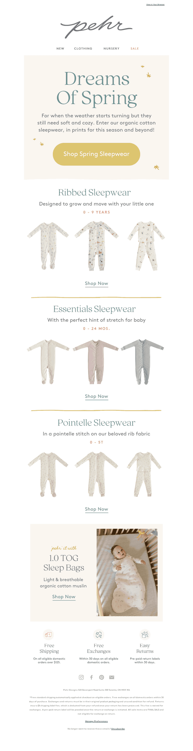 Sleepers & Pajamas For Spring