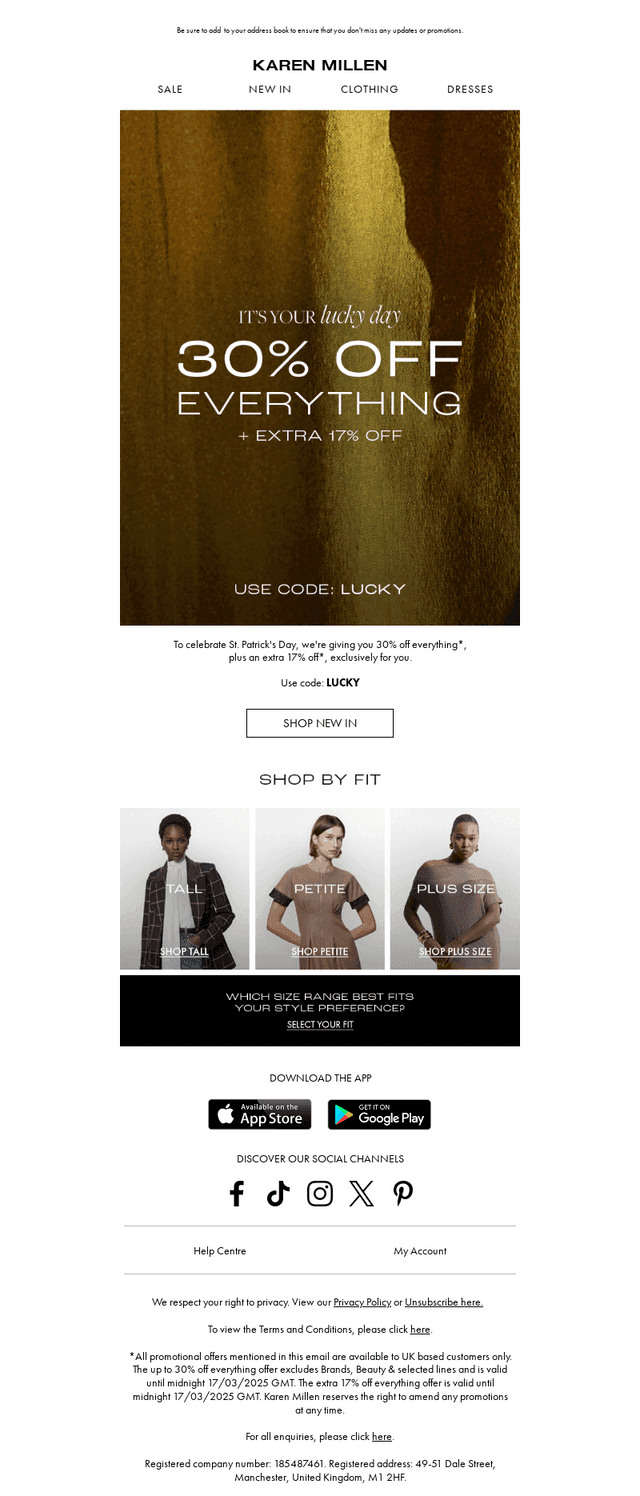 Karen Millen email from Mon, Mar 17, 2025