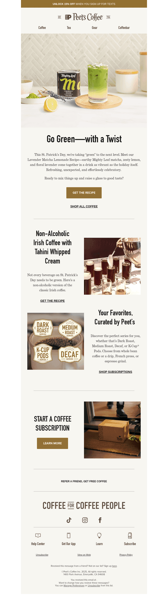 Peet's Coffee email from Mon, Mar 17, 2025