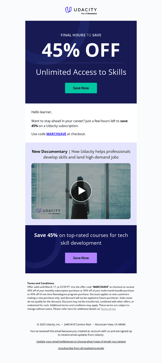 💸 Final Hours to Save 45% on Unlimited Learning