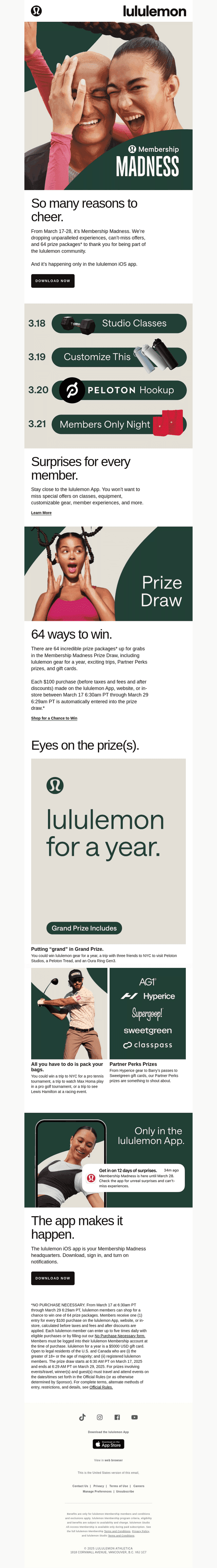 lululemon email from Mon, Mar 17, 2025
