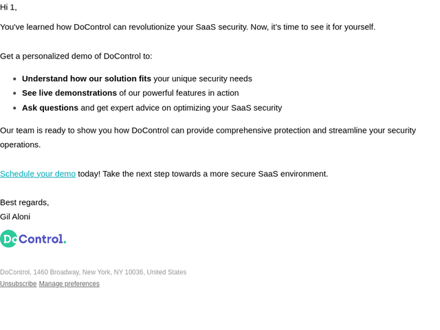 DoControl email from Tue, Mar 18, 2025