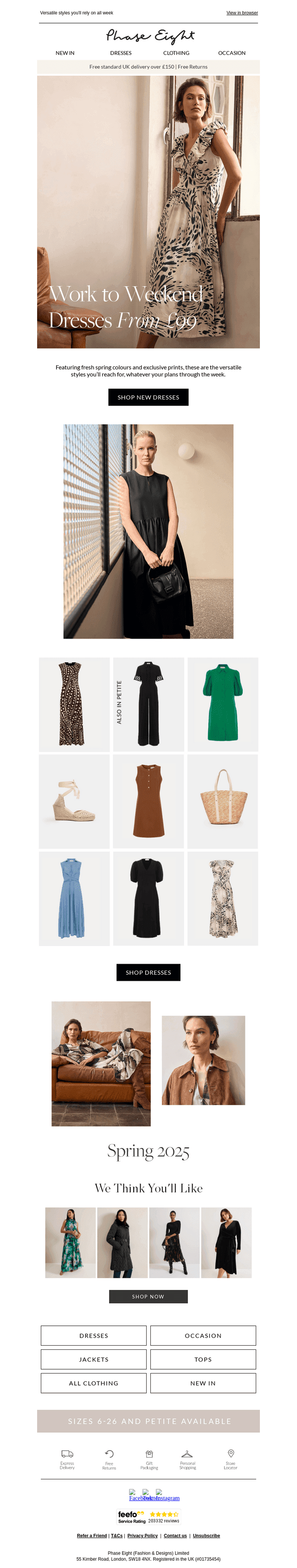 Work to weekend dresses from £99