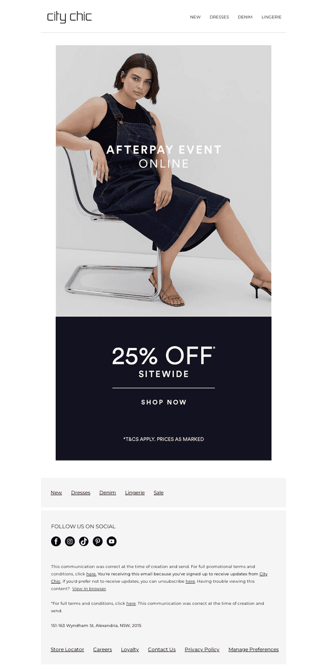 25% Off* Sitewide | Afterpay Event