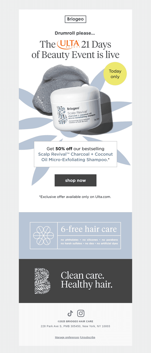 Today only, 50% off at Ulta.com✨