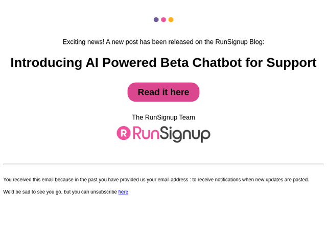 RunSignUp email from Tue, Mar 18, 2025