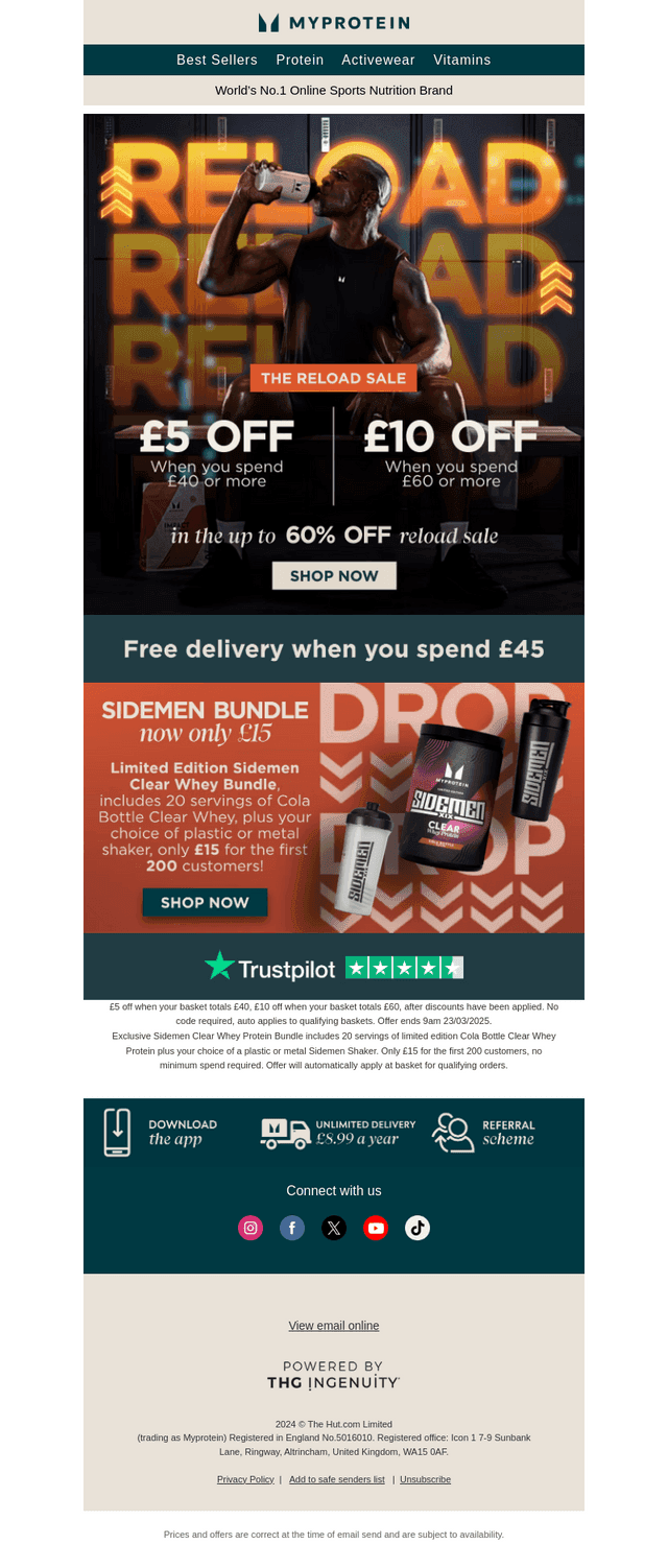 Reload & Refuel | £10 off when you spend £60