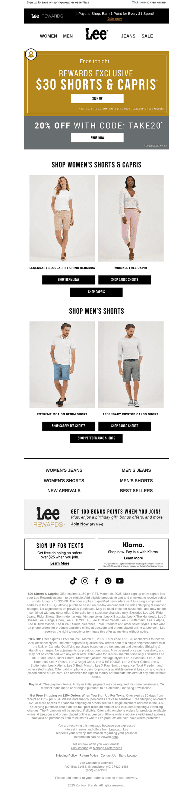 $30 Shorts & Capris for Members Ends Tonight!