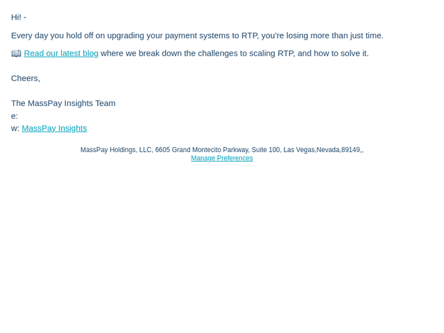 MassPay Insights: Scaling RTP for Global Impact