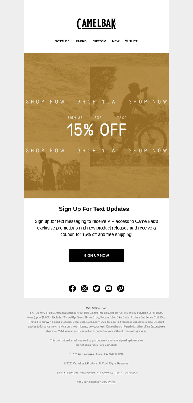 Sign Up for Text Updates - Unlock 15% Off