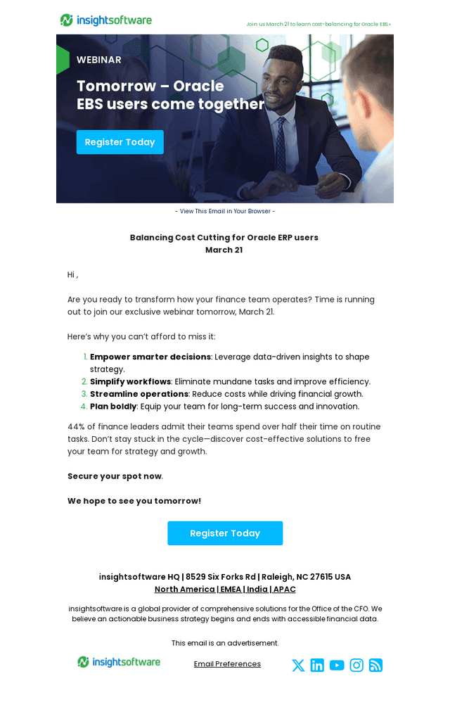 Tomorrow – balance costs for EBS users