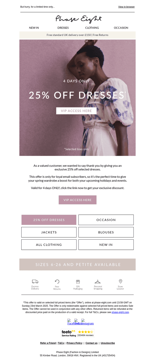 Exclusively for you: 25% off dresses
