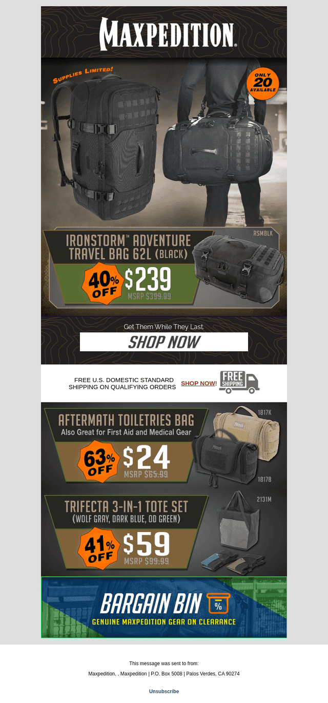 Closeout: Ironstorm Adventure Bag