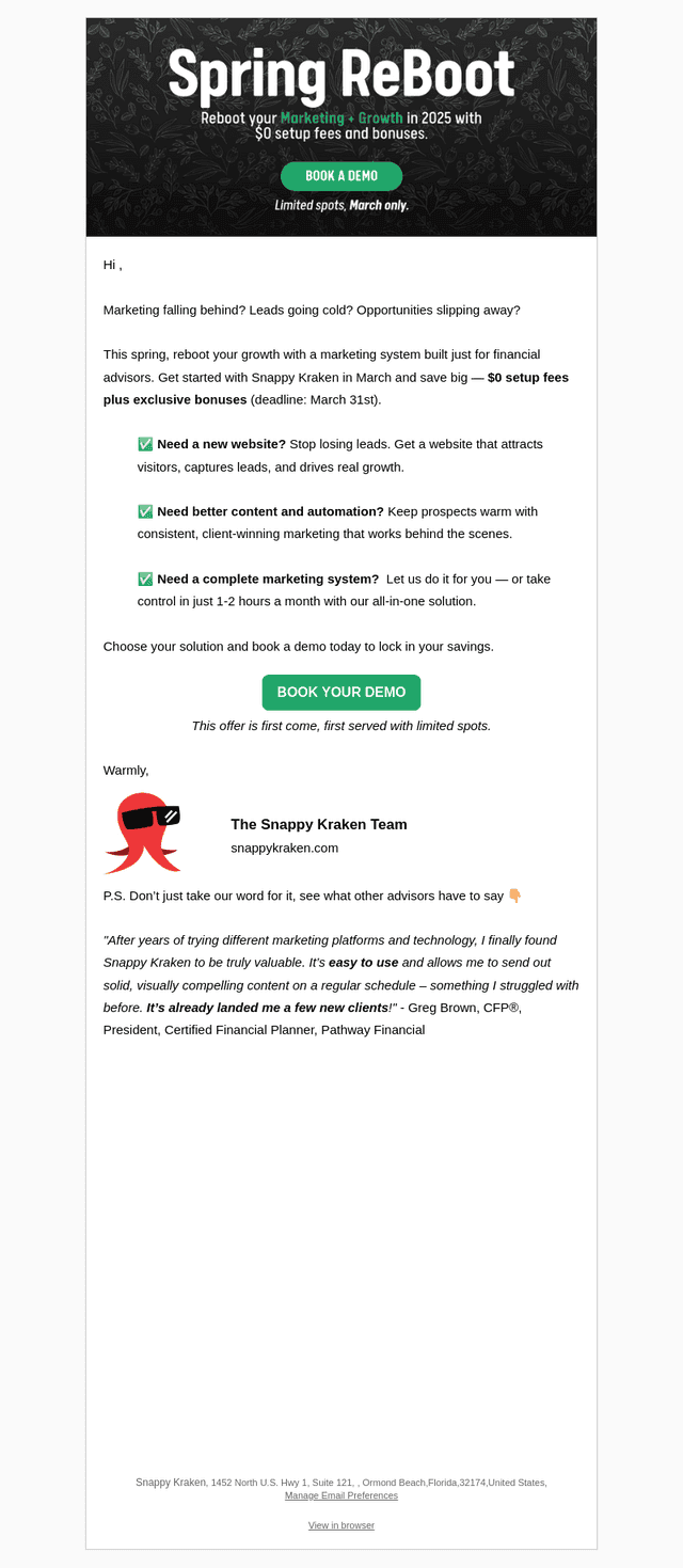 Spring Forward: $0 Setup + Bonuses for Advisors
