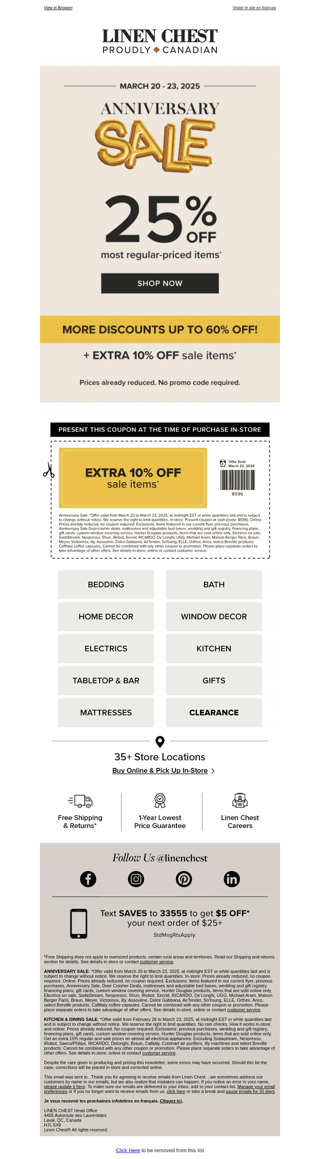 Linen Chest email from Thu, Mar 20, 2025