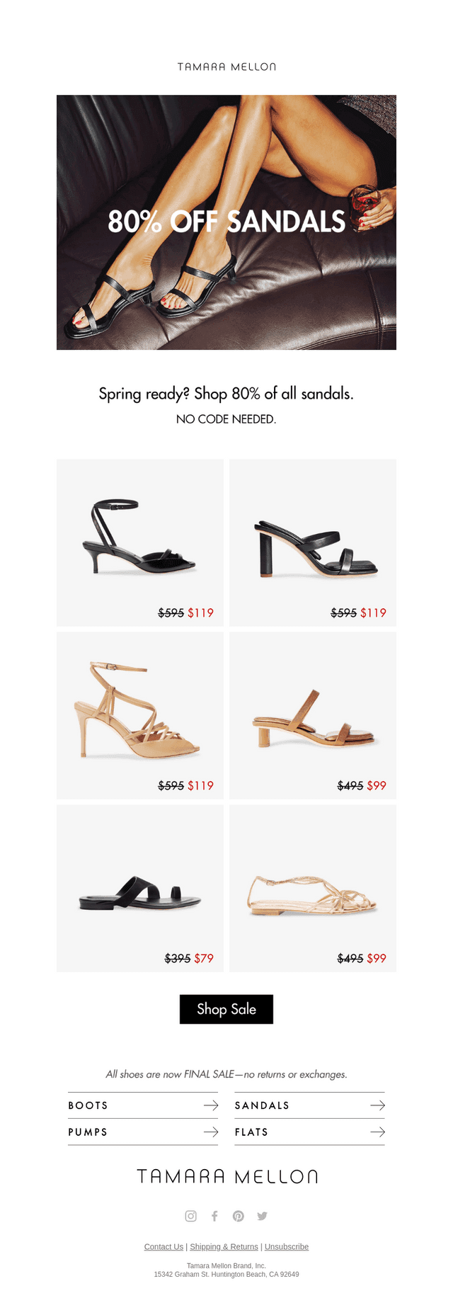 ALL SANDALS 80% OFF