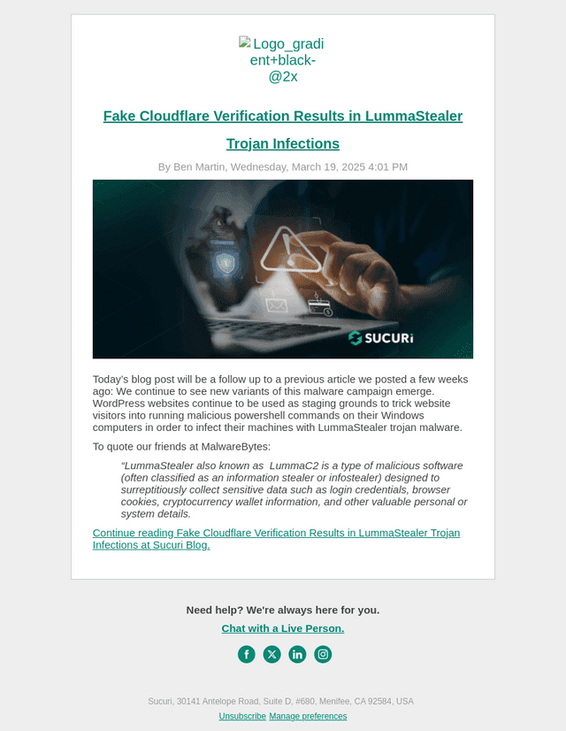 Sucuri email from Thu, Mar 20, 2025