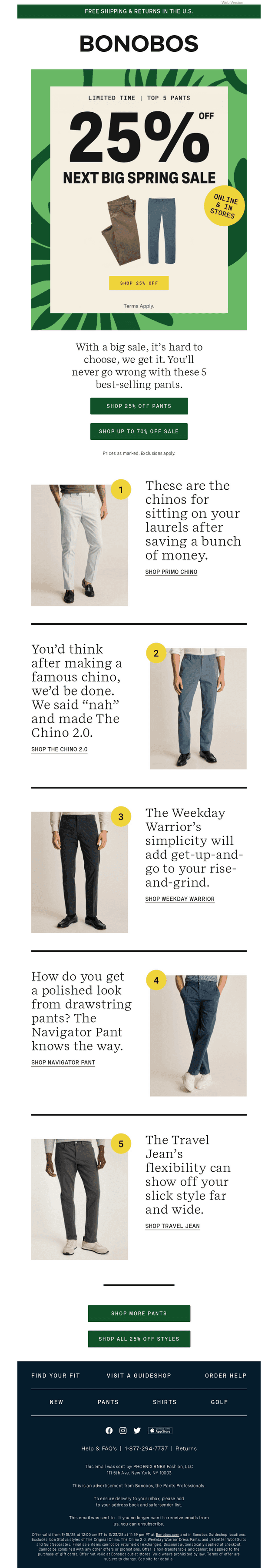 25% Off Best-Selling Pants