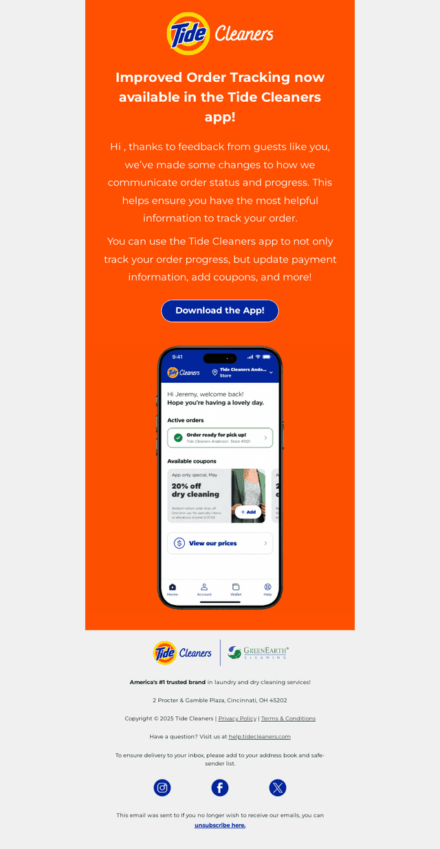 Improved order tracking now available in the app! 🎉