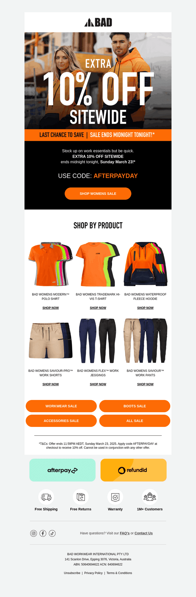 FINAL HOURS – EXTRA 10% OFF SITEWIDE ⏳