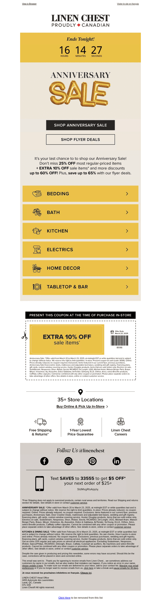 Linen Chest email from Sun, Mar 23, 2025