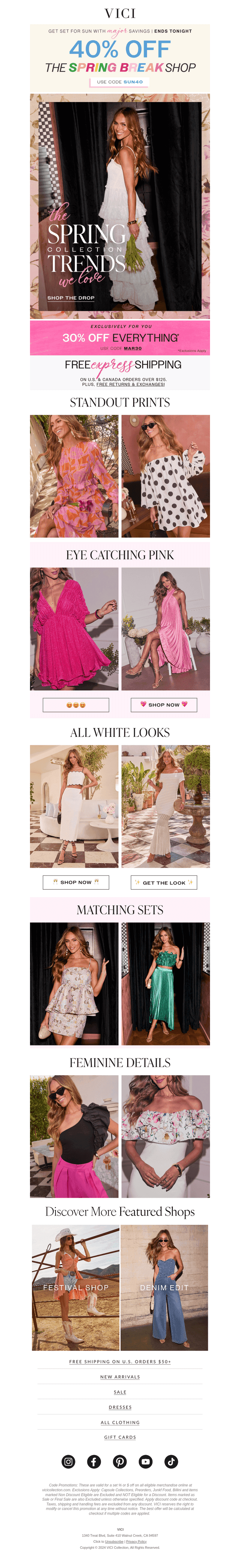 Final Hours For 40% Off Spring Break Looks!
