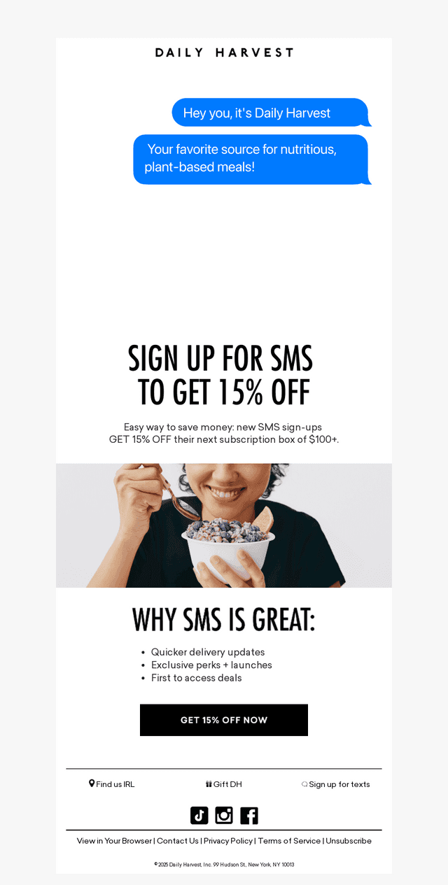 Save with SMS – 15% off
