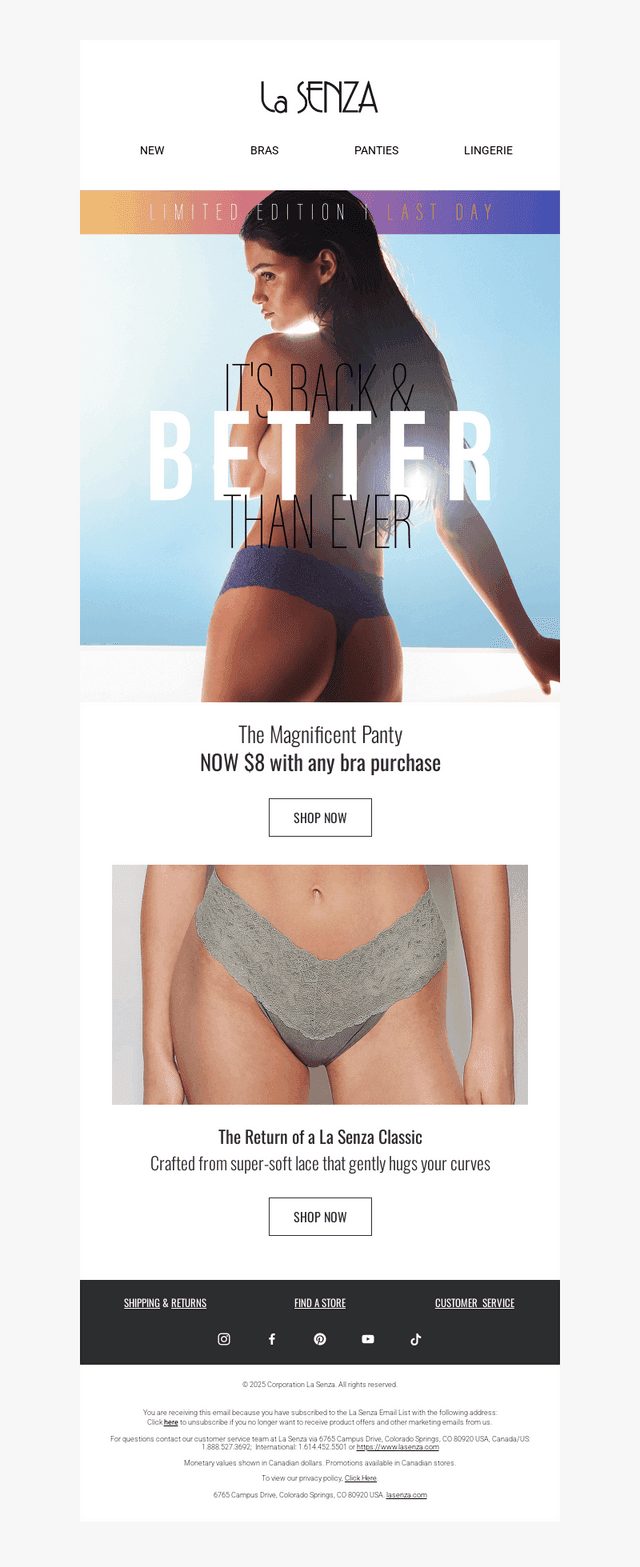 ENDS TONIGHT | $8 with any bra purchases