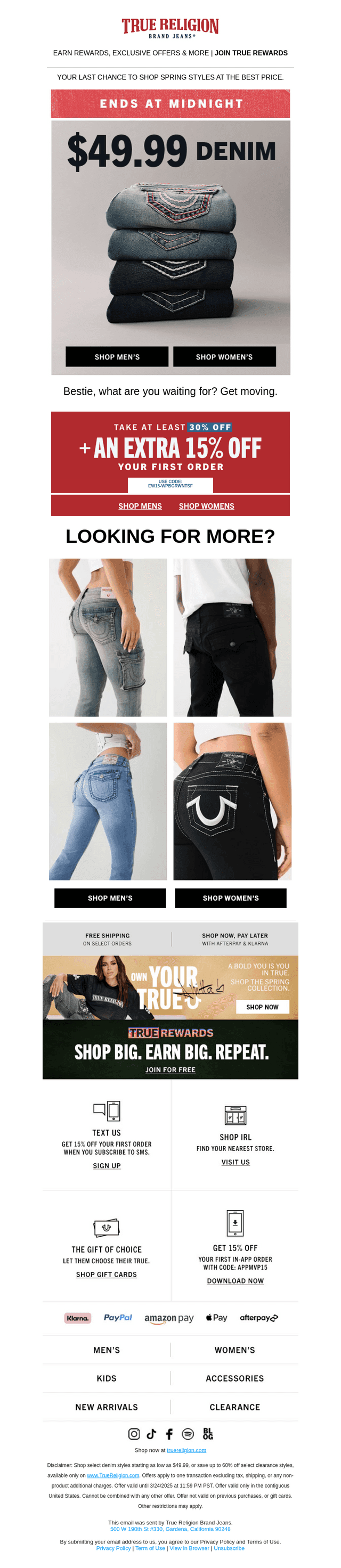 $49.99 DENIM ENDS AT MIDNIGHT ⏰