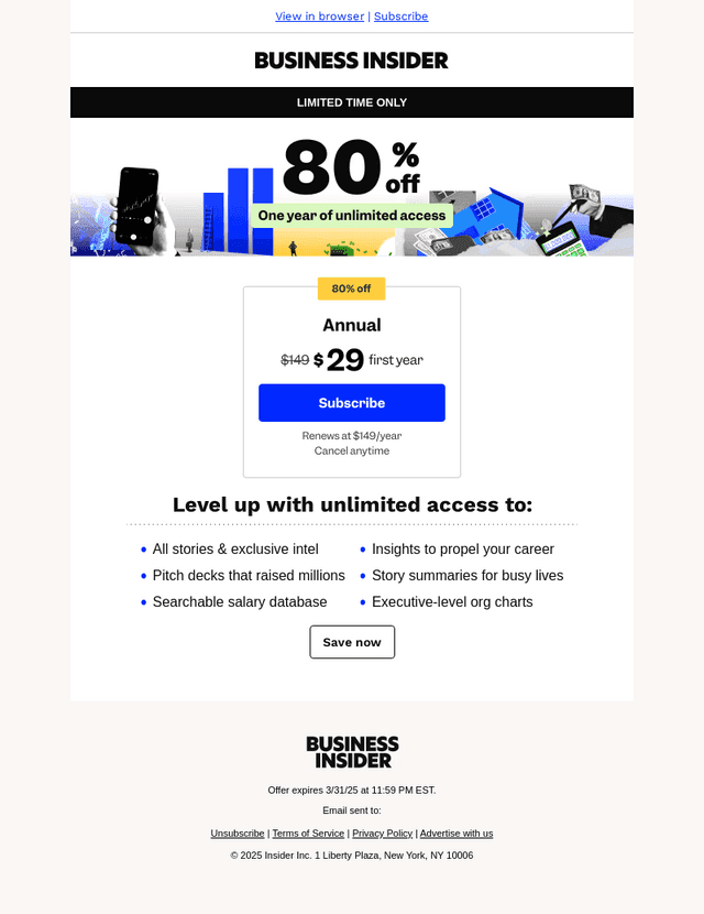 Savings start now: save 80%