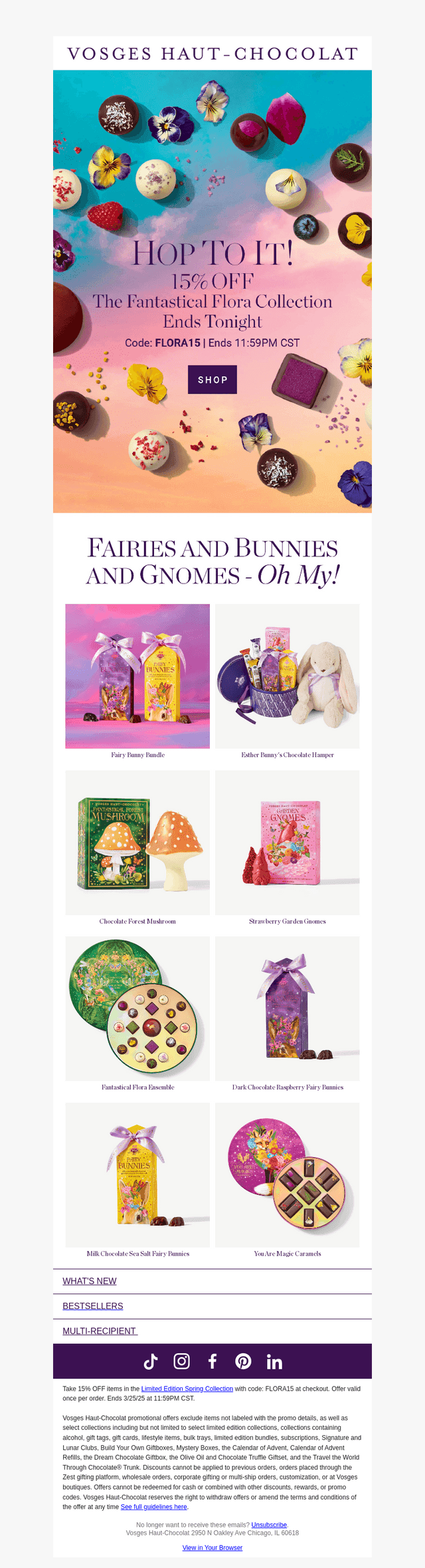 Last Call: 15% OFF Easter Chocolate + Spring Collections