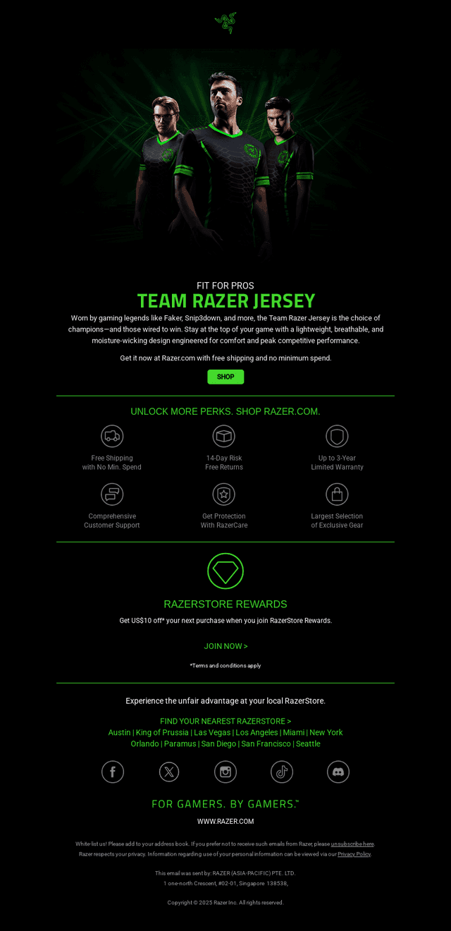 👕Just Dropped: Team Razer Jersey